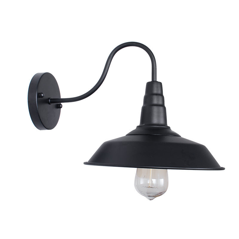 HEIKESZ Loft Vintage Industrial Style Pot Cover Wall Lamp American Simple Iron Wall Lamp Aisle Corridor Warehouse Balcony Dining-Room Lamp LED Light for Bedroom Night Aesthetic Room Lamp