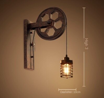 HEIKESZ 【One-year warranty, free shipping】LOFT Industrial Style Wall Lamp Restaurant and Cafe Leisure Bar Creative Pulley Lamp American Retro Bar Decoration Wall Lamp