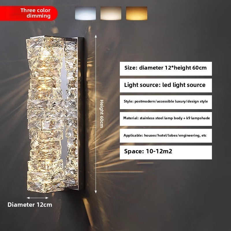 HIEKESZ craftsman light luxury bedside crystal lamp staircase porch lamp light luxury living room sofa TV background wall grille wall lamp light fixtures for celling light