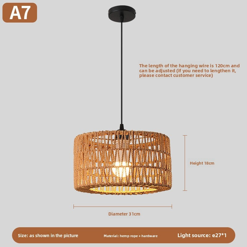 HEIKESZ Vintage Rope Pendant Light Industrial Iron Ceiling Lamp for Restaurant Bar Clothing BBQ Shop Retro Decor Commercial Lighting