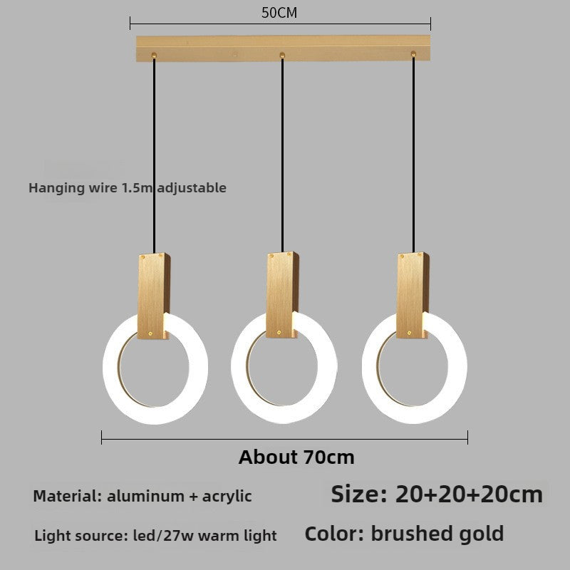HEIKESZ Nordic bedside small chandelier light luxury simple modern personality creative bar counter bedroom background wall Led ring chandelier lamp light fixtures for celling light