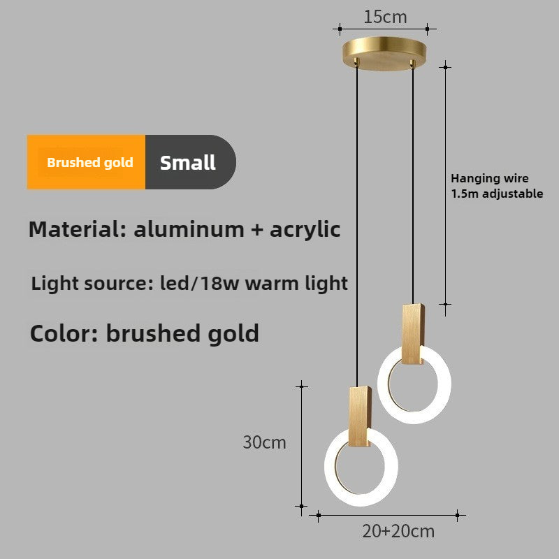 HEIKESZ Nordic bedside small chandelier light luxury simple modern personality creative bar counter bedroom background wall Led ring chandelier lamp light fixtures for celling light