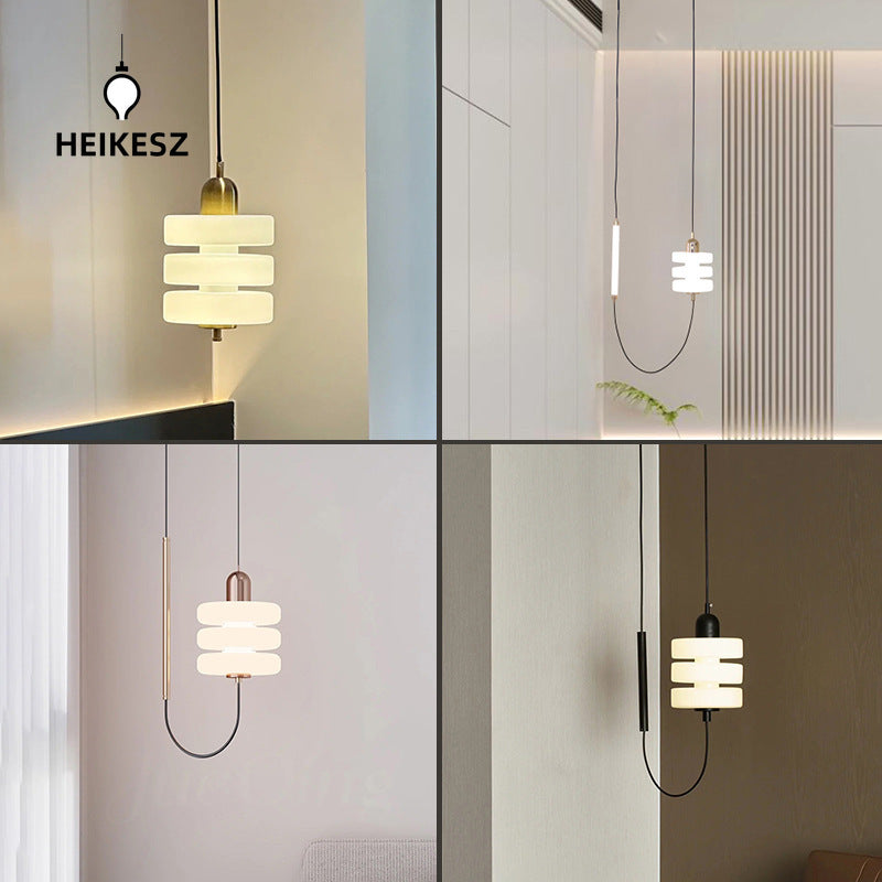 HEIKESZ Factory direct sales Internet celebrity bedroom bedside glass chandelier designer minimalist dining table bar line light milk white lamp light fixtures for celling light