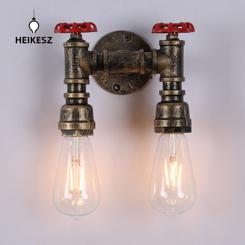 HEIKESZ American Retro Pipe Wall Lamp Creative Industrial Style Restaurant Bar Coffee Shop Corridor Shop Nostalgic Wall Lamp LED Light for Bedroom Night Aesthetic Room Lamp