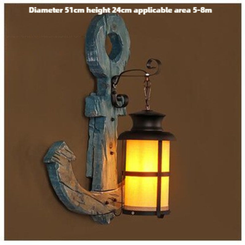 HEIKESZ American retro boat wood wall lamp restaurant shop lamp loft industrial style creative bar counter aisle nostalgic lamp