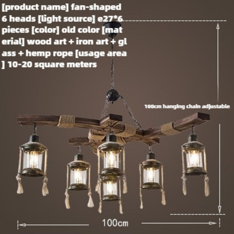 HEIKESZ American rural retro ship wood chandelier hot pot restaurant hotel bar counter bed and breakfast restaurant lamp industrial wind decorative lamp