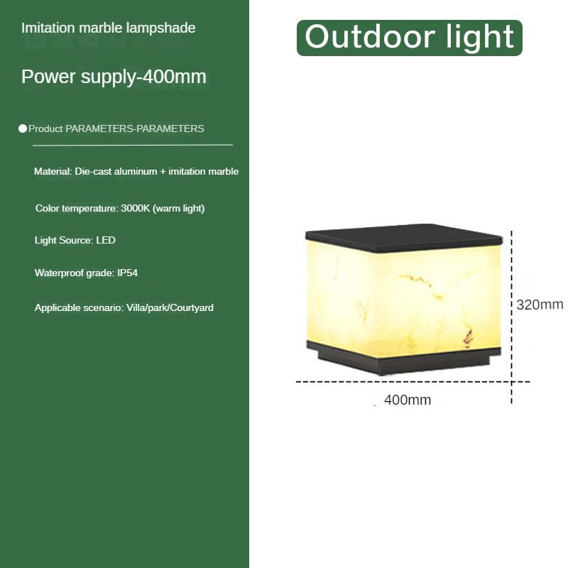 Solar Pillar Lamp Outdoor Yard Lamp Scagliola Waterproof Gate Wall Lamp Garden Decorative Pillar Door Pillar Lamp