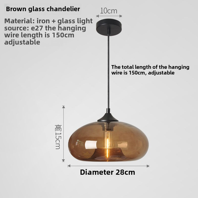 HEIKESZ Nordic creative American country retro simple lamps restaurant bar bar stained glass lampshade single chandelier
