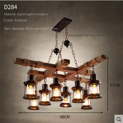 HEIKESZ 【One-year warranty, free shipping】American Retro Industrial Style Restaurant Coffee Shop Boat Wooden Decorative Chandelier Creative Bar Restaurant Box Nostalgic Lamps