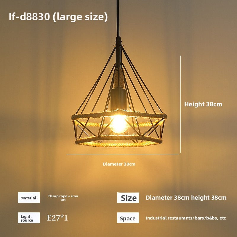 HEIKESZ Vintage Rope Ceiling Light Industrial Iron Pendant Lamp for Restaurant Bar Clothing BBQ Shop Retro Decor Commercial Lighting