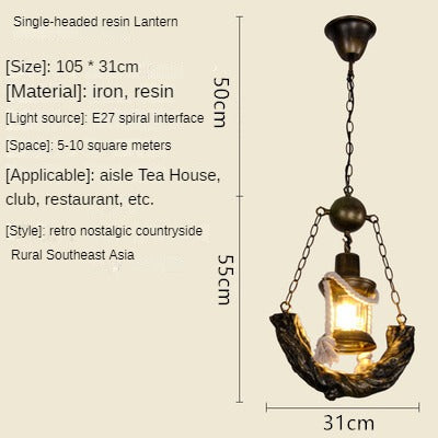 HEIKESZ American Retro Industrial Style Restaurant Cafe Leisure Bar Counter Creative Snacks Milk Tea Hotpot Restaurant Resin Chandelier LED Light for Bedroom Night Aesthetic Room Lamp