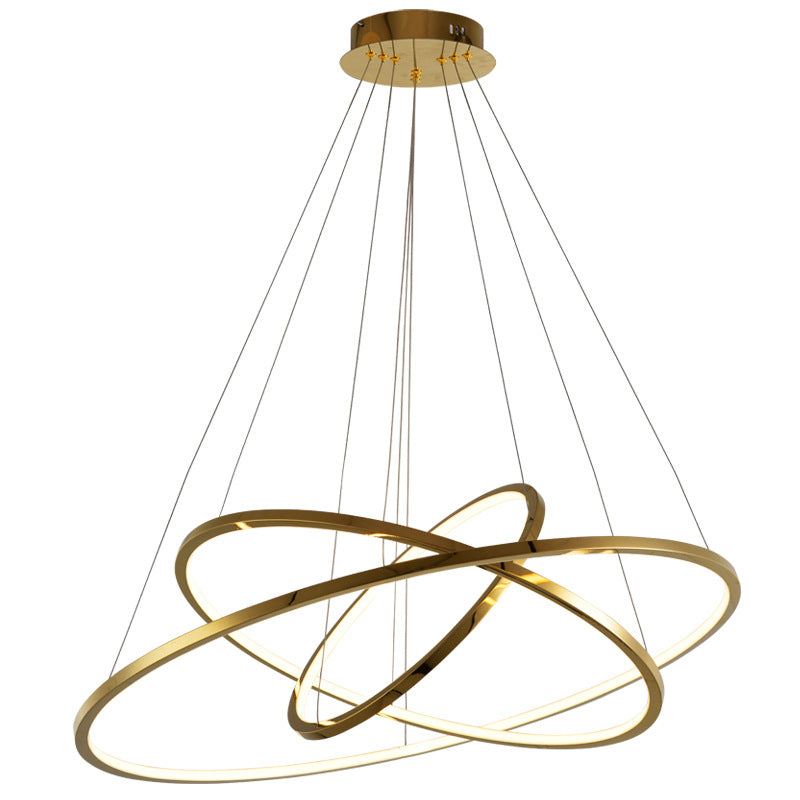 HEIKESZ Modern Ring Chandelier LED Light Minimalist Creative Stainless Steel Line LED Lamp for Living Room Bedroom Kitchen Dining Ceiling