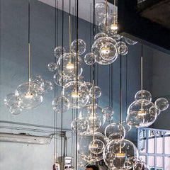 HEIKESZ Nordic Creative Post Modern Art Magic Bean Bubble Lamp Mickey Glass Chandelier for Living Room Bedroom Dining LED Lighting