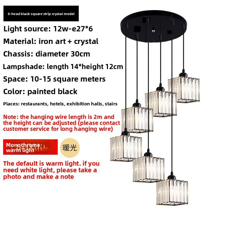 HEIKESZ Personalized rotating staircase chandelier modern minimalist creative duplex floor living room Nordic villa staircase crystal chandelier lamp lighting fixtures for celling lighting