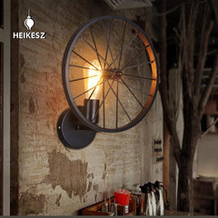 HEIKESZ American Creative Restaurant Wheel Wall Lamp Loft Vintage Industrial Wind Aisle Hotel Internet Bar and Internet Café Wall Lamp American Style Retro Outdoor Indoor Retro Bedroom Lamp American-Style Industrial Wind
