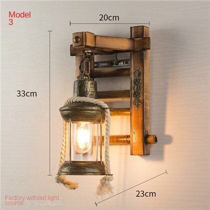 HEIKESZ 【One-year warranty, free shipping】American Retro Industrial Style Wall Lamp Restaurant Coffee Shop Bar Aisle Corridor Creative Solid Wood Hot Pot Restaurant Bar Lamp