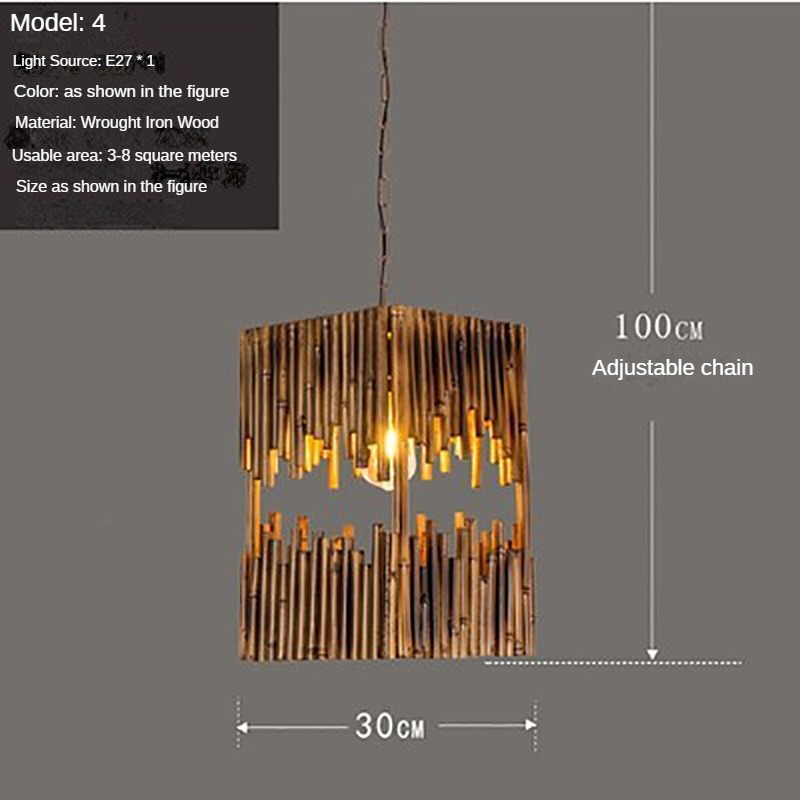 HEIKESZ American Retro Industrial Style Restaurant Coffee Shop Pub Bar Creative Wood Chandelier Cross-Border Solid Wood Bamboo Artwork Lamps LED Light for Bedroom Night Aesthetic Room Lamp