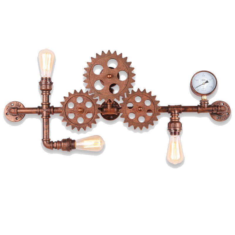 HEIKESZ LOFT Industrial Gear Pipe Wall Lamp Guest Restaurant Cafe Leisure Bar Counter American Retro Shop Decorative Light LED Light for Bedroom Night Aesthetic Room Lamp