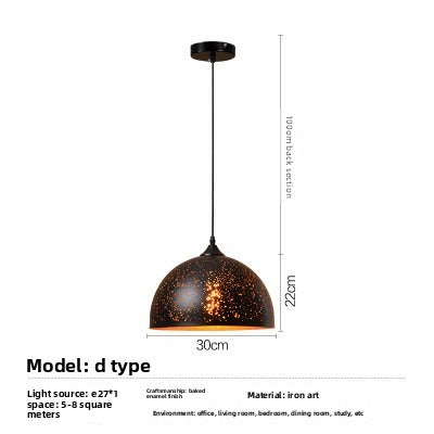 HEIKESZ Nordic Loft Retro Vintage Cafe Bar Pendant Light Wrought Iron Single Head Industrial Rustic Ceiling Lamp for Restaurant