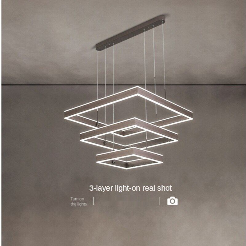 HEIKESZ Modern Aluminum Chandelier for Living Room Bedroom Restaurant Warm Light Creative Rectangular Ceiling Lamp