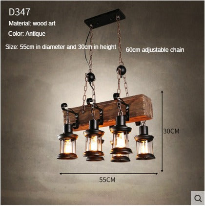 HEIKESZ American Retro Industrial Style Restaurant Coffee Shop Boat Wooden Chandelier Creative Bar Restaurant Box Nostalgic Wood Lamps LED Light for Bedroom Night Aestitic Room Lamp