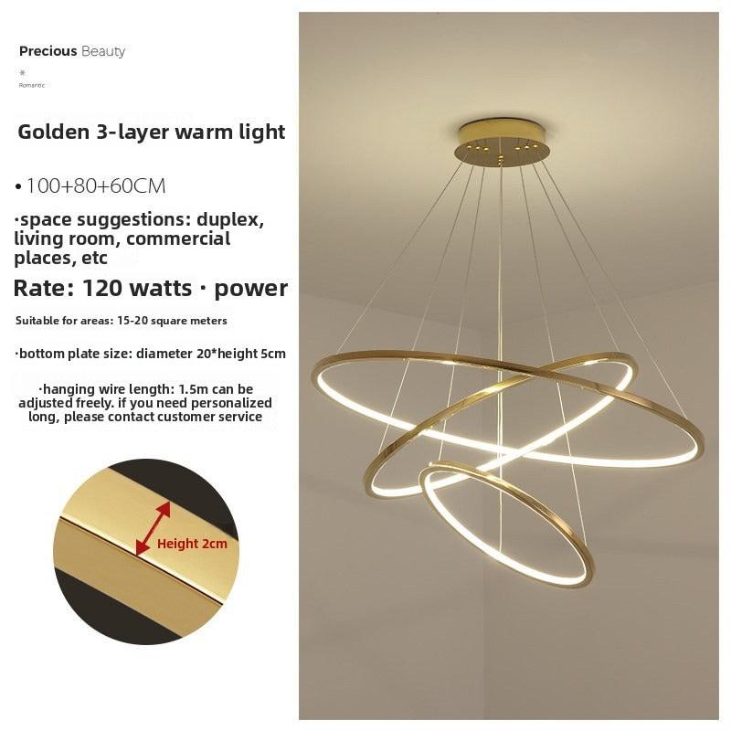 HEIKESZ Cross Border Stainless Steel LED Chandelier for Villa Duplex Living Room Dining Room Decoration Modern Ceiling Light