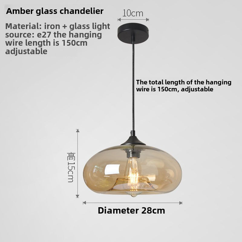 HEIKESZ Nordic creative American country retro simple lamps restaurant bar bar stained glass lampshade single chandelier