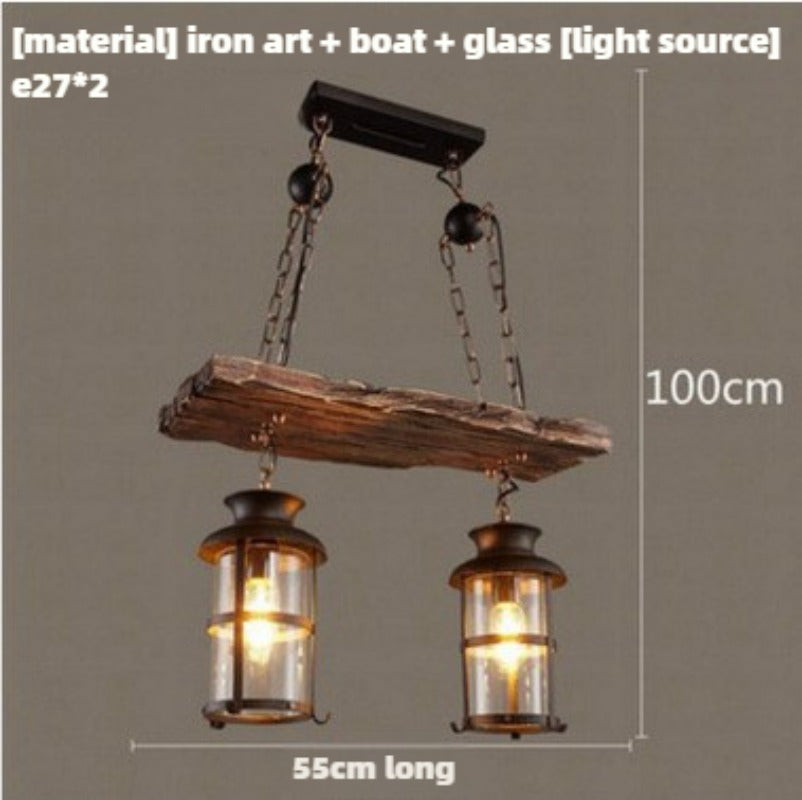 HEIKESZ American retro industrial style restaurant ship wood chandelier creative bar hotel box nostalgic wood lamps