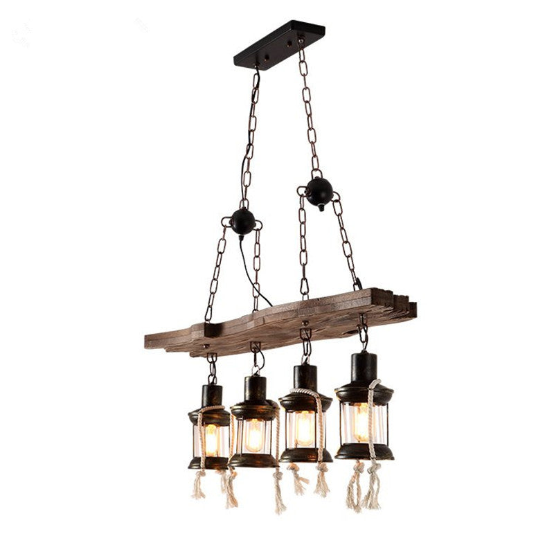 HEIKESZ American Retro Boat Wooden Chandelier Dining Room/Living Room Coffee Shop Creative Clothing Store Leisure Bar Snack Bar Personality Chandelier LED Light for Bedroom Night Aesthetic Room Lamp