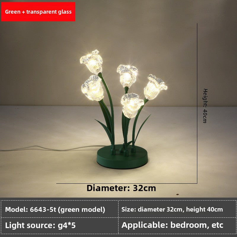 HEIKESZ Tulip flower table lamp modern simple led lily of the valley ins wind idyllic warm bedroom bedside night lamp light fixtures for celling light