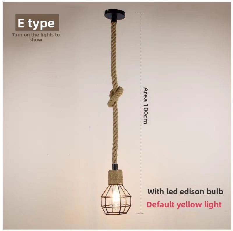HEIKESZ Vintage Industrial Ceiling Light for Cafe Restaurant Bar Clothing Store with Rope Decoration Retro Style Hanging Lamp