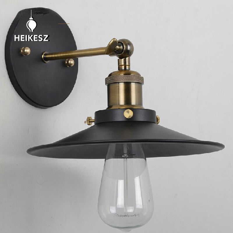 HEIKESZ American Country Iron Retro Wall Lamp Creative Hotel Bedroom Bedside Lamp European Wall Lamp american style retro outdoor indoor retro bedroom lamp american-style Industrial wind