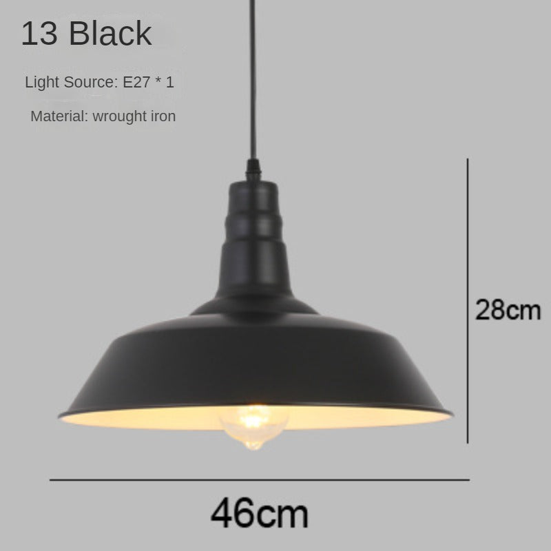 HEIKESZ Chandelier Retro Industrial Style Restaurant Lamps Single Head Zhongshan Creative Simple Office Dining Shop Commercial Lampshade