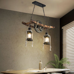 HEIKESZ American Retro Ceiling Light Living Room Dining Room Bedroom Bar Table Hot Pot Milk Tea Shop Creative Gear Industrial Style Chandelier LED Light for Bedroom Night Aesthetic Room Lamp