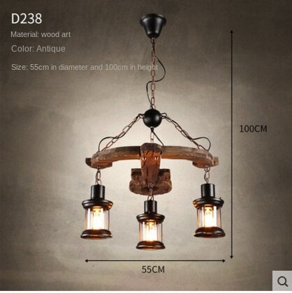 HEIKESZ 【One-year warranty, free shipping】American Retro Industrial Style Restaurant Coffee Shop Boat Wooden Decorative Chandelier Creative Bar Restaurant Box Nostalgic Lamps