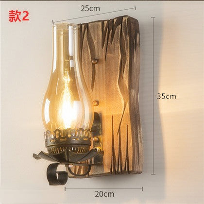 HEIKESZ American Retro Industrial Style Wall Lamp Restaurant Coffee Shop Bar Aisle Corridor Creative Solid Wood Hot Pot Restaurant Bar Lamp LED Light for Bedroom Night Aesthetic Room Lamp