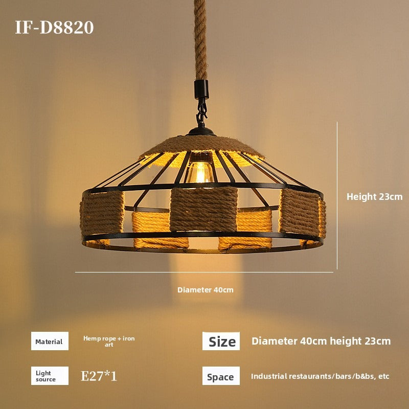 HEIKESZ Vintage Rope Ceiling Light Industrial Iron Pendant Lamp for Restaurant Bar Clothing BBQ Shop Retro Decor Commercial Lighting
