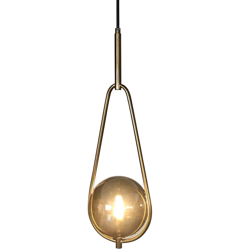 HEIKESZ Postmodern simple bedroom bedside lamp single chandelier designer Nordic personality bar restaurant glass ball chandelier lamp light fixtures for celling lights