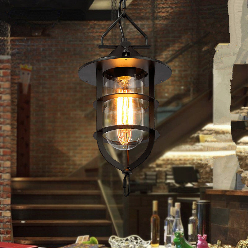 HEIKESZ American Industrial Style Retro Iron Art Chandelier Creative Restaurant Single-Head Droplight Birdcage Dock Chandelier Dining Chandelier american style retro outdoor indoor retro bedroom lamp american-style Industrial wind