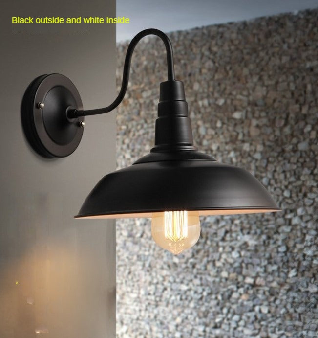 HEIKESZ Loft Vintage Industrial Style Pot Cover Wall Lamp American Simple Iron Wall Lamp Aisle Corridor Warehouse Balcony Dining-Room Lamp LED Light for Bedroom Night Aesthetic Room Lamp