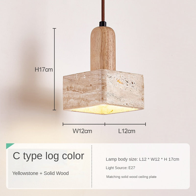 HEIKESZ Cream Style Retro Chandelier Small Droplight for Bedside Dining Room Bar Counter Yellow Cave Stone Design
