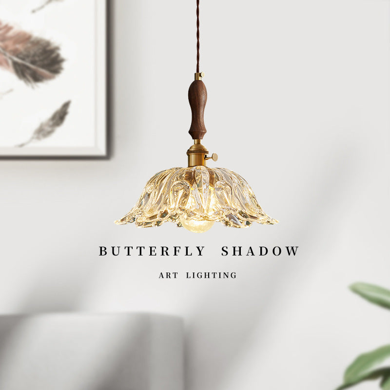 Vintage Pendant Light Mid Century Modern Bedroom Ceiling Lamp Walnut Wood Retro Wabi Sabi Japanese Style Cream Aesthetic Dining Room Corridor Hanging Light