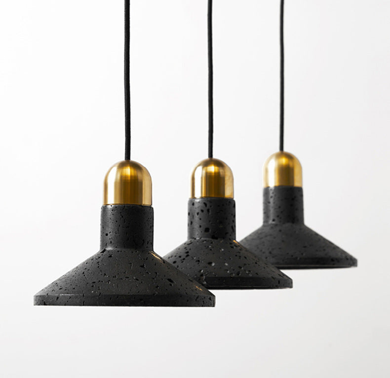 HEIKESZ Luxury Black Cave Stone Chandelier Industrial Modern Light Designer Cement Terrazzo Lamp for Living Room Ceiling Decor