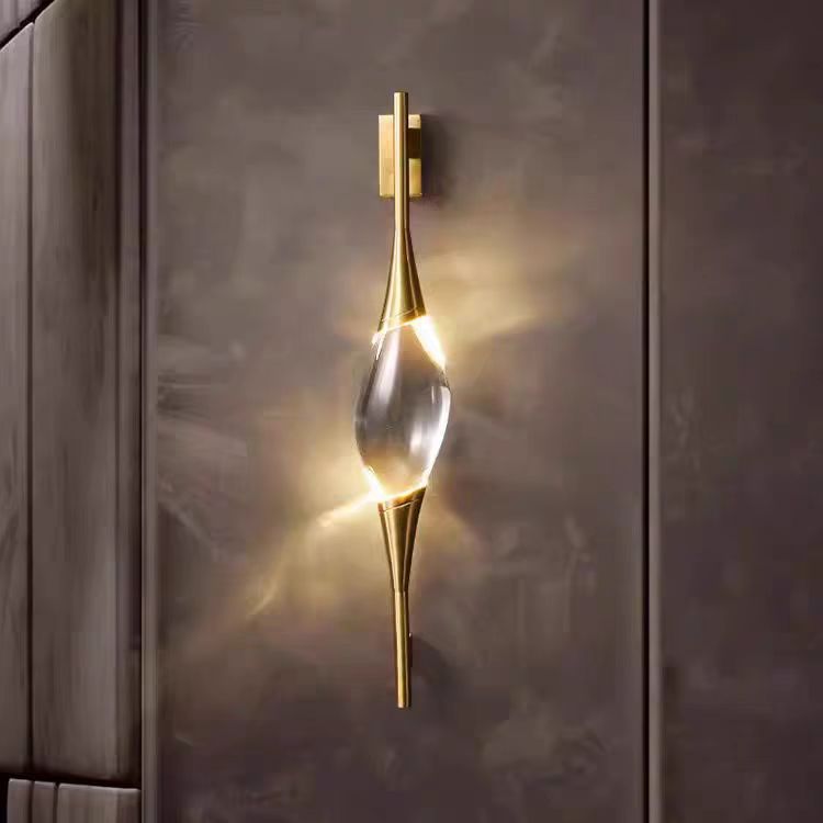 HEIKESZ Designer simple chandelier decoration all copper crystal lamp creative light luxury background wall living room dining room bedroom wall lamp light fixtures for celling light
