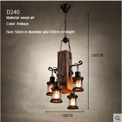 HEIKESZ American Retro Industrial Style Restaurant Coffee Shop Boat Wooden Chandelier Creative Bar Restaurant Box Nostalgic Wood Lamps LED Light for Bedroom Night Aestitic Room Lamp