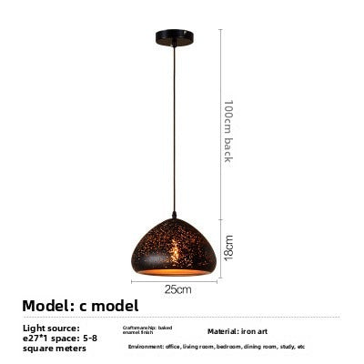 HEIKESZ Nordic Loft Retro Vintage Cafe Bar Pendant Light Wrought Iron Single Head Industrial Rustic Ceiling Lamp for Restaurant
