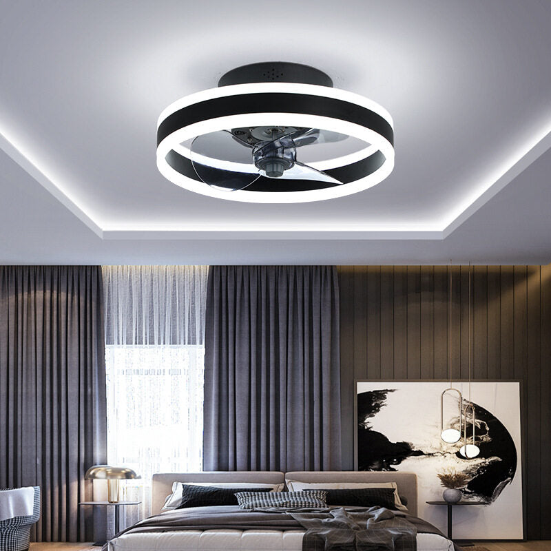 HEIKESZ LED Ceiling Fan Light Nordic Modern Design Invisible Fan Lamp for Bedroom Dining Room Balcony One-year Warranty  Energy Saving