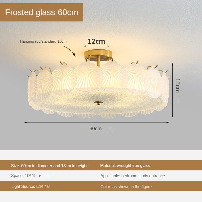 New Living Room Crystal Glass Ceiling Lamp Internet Celebrity Romantic Shell Crystal Ceiling Lamp Modern Princess Room Bedroom Light
