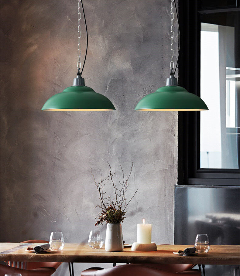 HEIKESZ American Country Bar Restaurant and Cafe Bar Creative Single-Head Loft Vintage Industrial Style Green Chandelier american style retro outdoor indoor retro bedroom lamp american-style Industrial wind