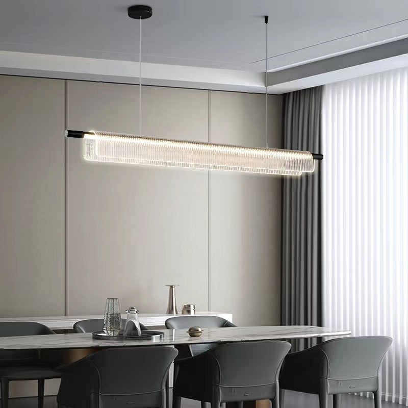 HEIKESZ Modern Nordic Long Bar Chandelier Acrylic Restaurant Office Study Lamps Simple Designer Lighting